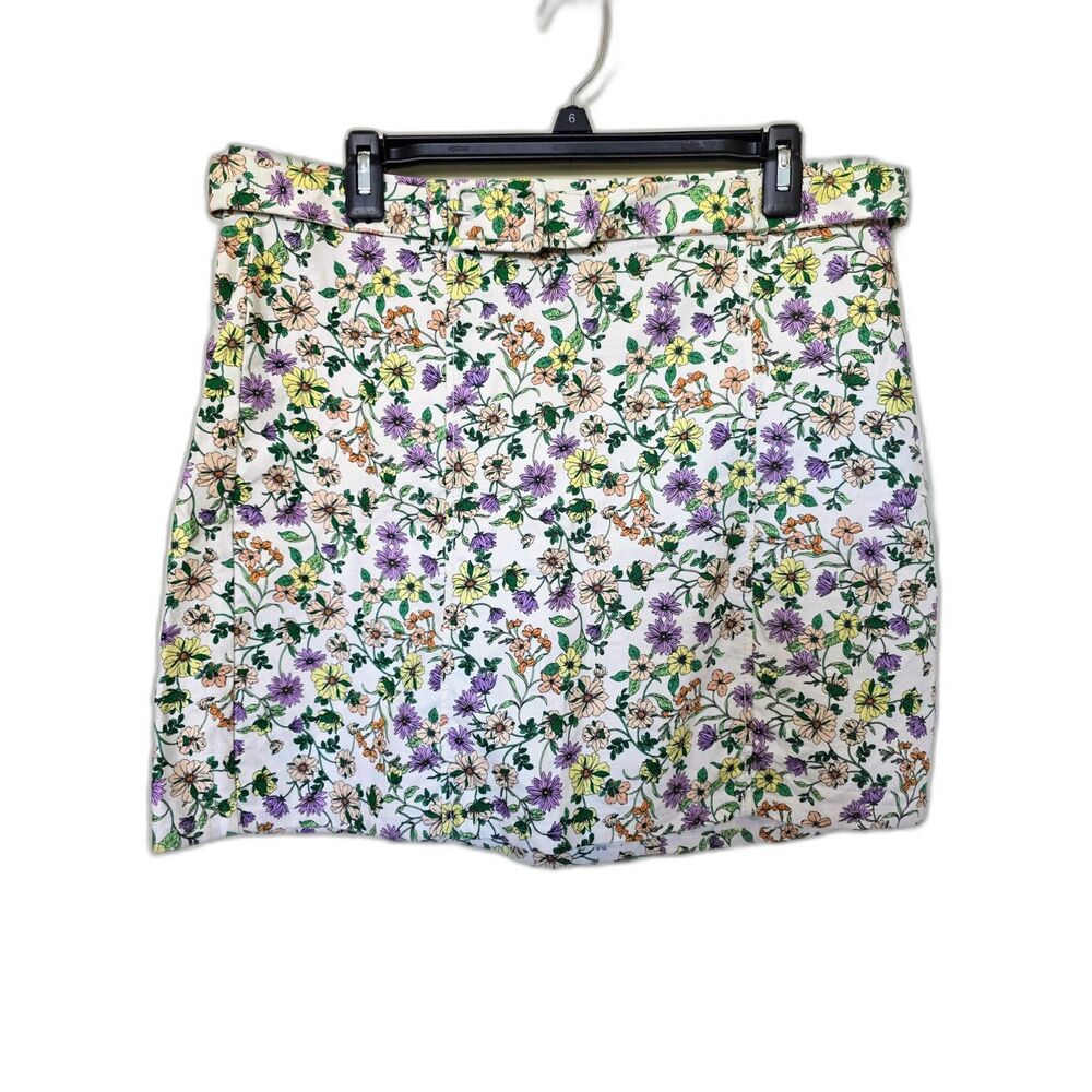 LOFT Floral Print Cotton Linen Mini Skirt - Size 10 - Excellent Condition!